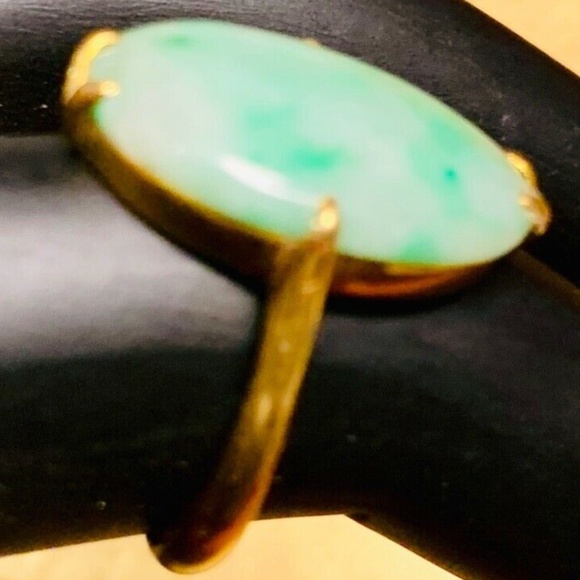 Vintage Ladies 14K Chinese Jadeite Ring, Sz 6 - Picture 4 of 4
